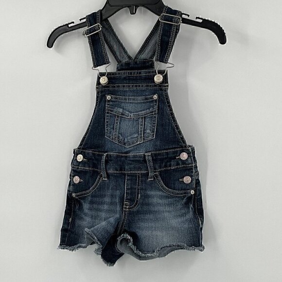Jordache Bib Overall Shorts Blue Denim Girls Size XS 4-5 Summer - Picture 1 of 11
